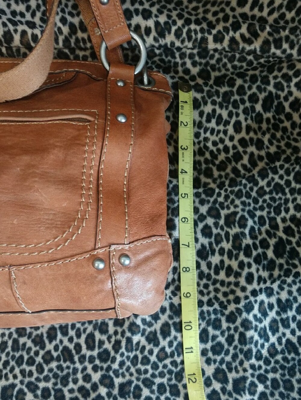Fossil Cognac Brown Leather Shoulder Bag with Removable Strap - Picture 4 of 9